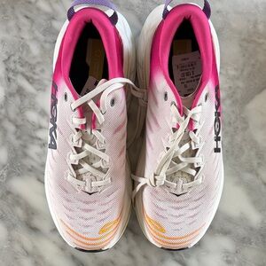 Hoka Bondi X Vibrant Pink and White Athletic Shoes
